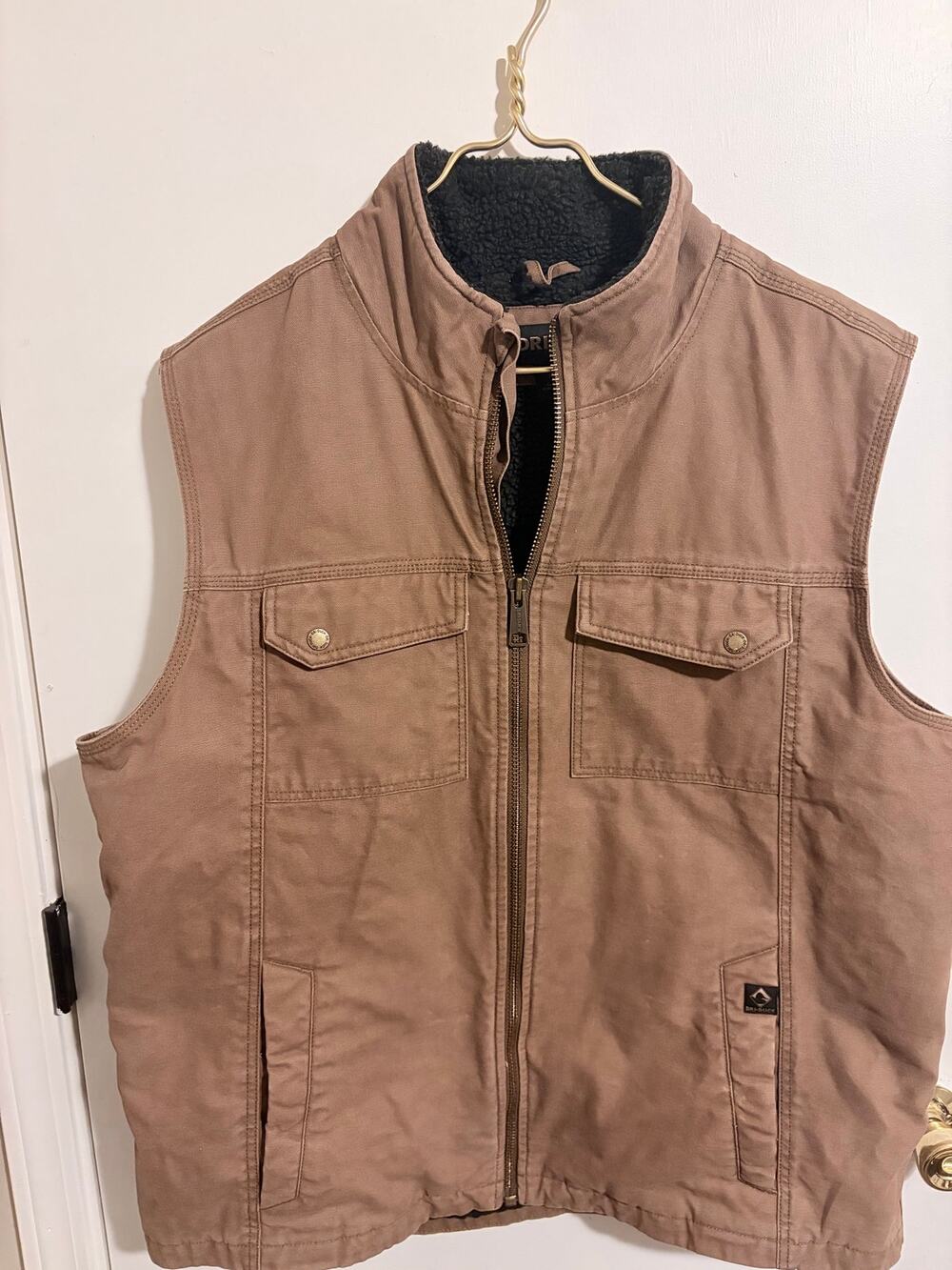 Dri Duck Men's Brown Tough Canvas Farm Ranch Vest Sherpa Lined